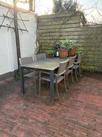 Tuinset stenen blad 8 personen, Ophalen, Gebruikt, Aluminium, 8 zitplaatsen