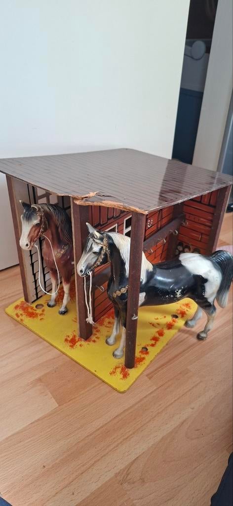 Vintage houten paardenstal met paarden, Ophalen of Verzenden, Gebruikt, Jongen of Meisje