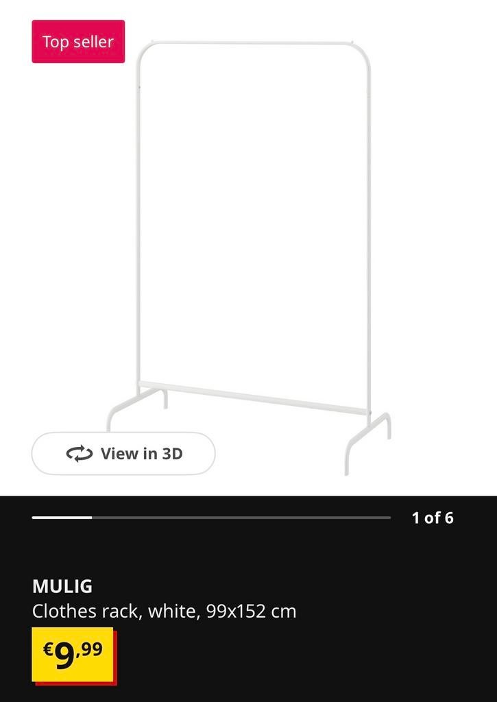 MULIG Kledingrek wit - 99x152 cm, Kleding | Dames, Kledingrekken, Ophalen, Zo goed als nieuw