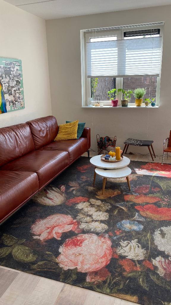 Prachtige leren bank, Huis en Inrichting, Banken | Bankstellen, Ophalen, 300 cm of meer, Zo goed als nieuw, Rechte bank