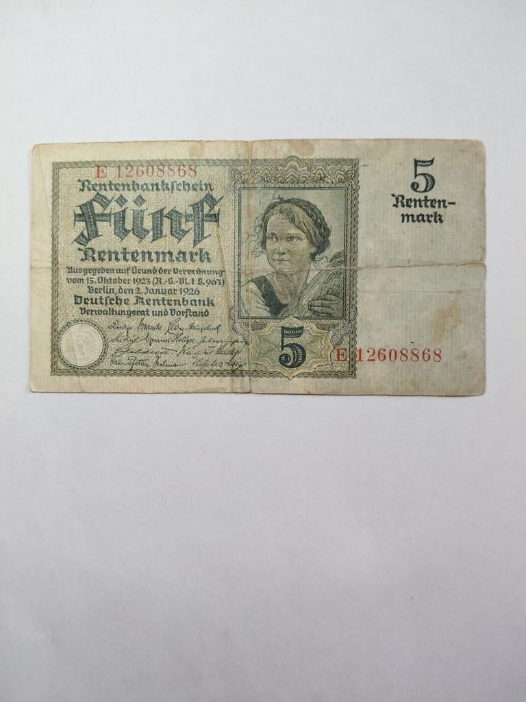 Duitse 5 rentenmark 1926, Ophalen of Verzenden, Duitsland