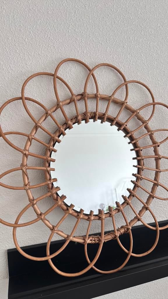 Xenos ibiza/rotan spiegel, Ophalen, Minder dan 50 cm, Rond, Zo goed als nieuw