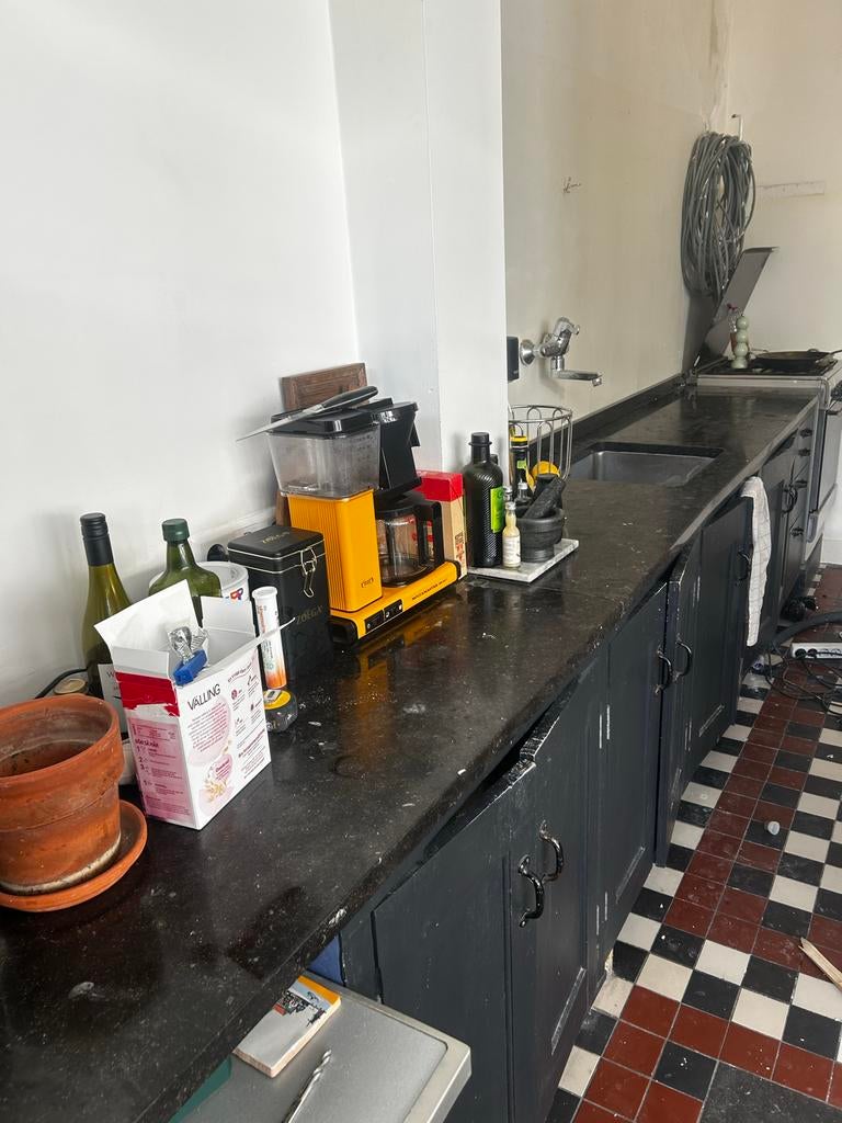 Natuursteen keukenblad incl wasbak, Huis en Inrichting, Keuken | Complete keukens, Ophalen, Gebruikt, Zwart, Overige typen