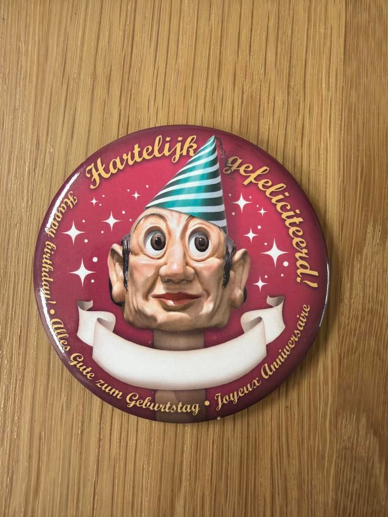 Efteling Button - Hartelijk Gefeliciteerd - Jarig, Verzenden, Gebruikt, Button of Speldje