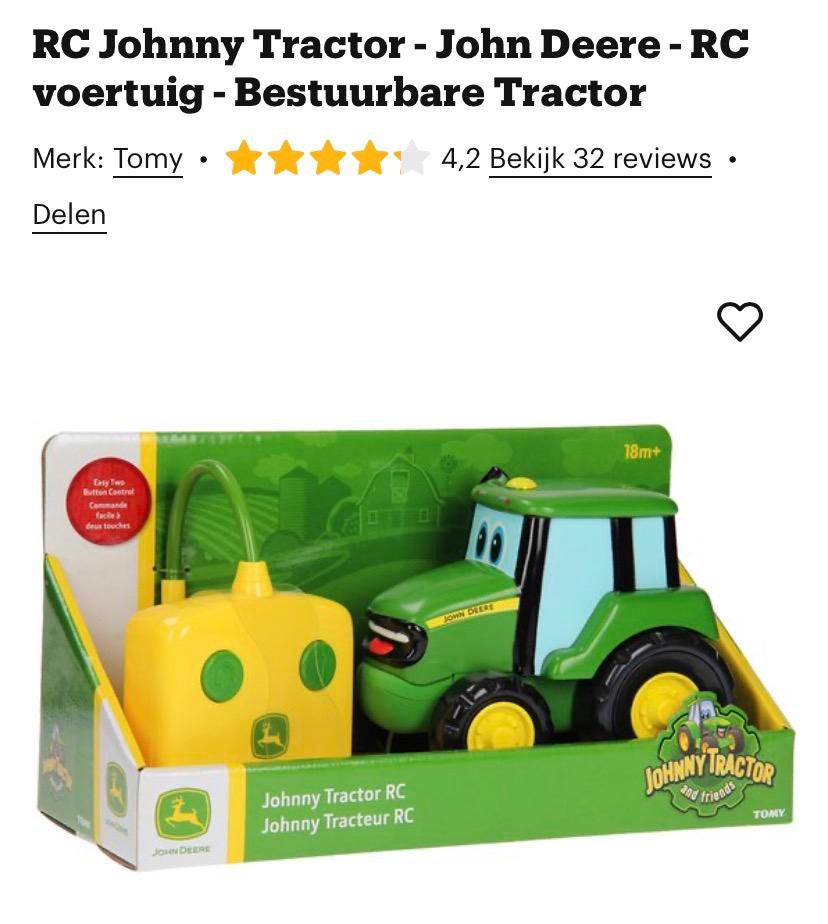 Bestuurbare tractor john deere, Kinderen en Baby's, Speelgoed | Speelgoedvoertuigen, Ophalen, Zo goed als nieuw