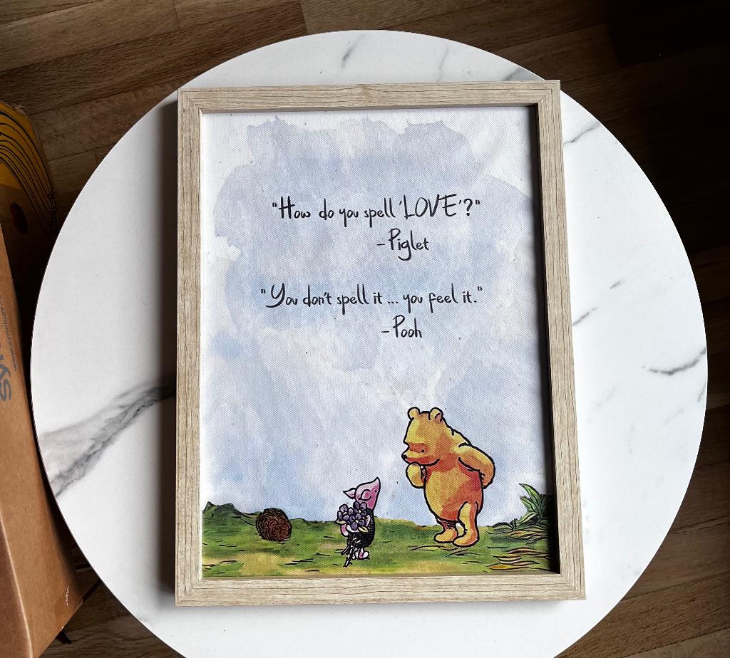 Winnie the Pooh Canvas Schilderij in Lijst, Minder dan 50 cm, Ophalen of Verzenden, Zo goed als nieuw, Schilderij