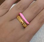 Gouden ring met roze, NIEUW, Overige materialen, Nieuw, Ophalen of Verzenden, Roze