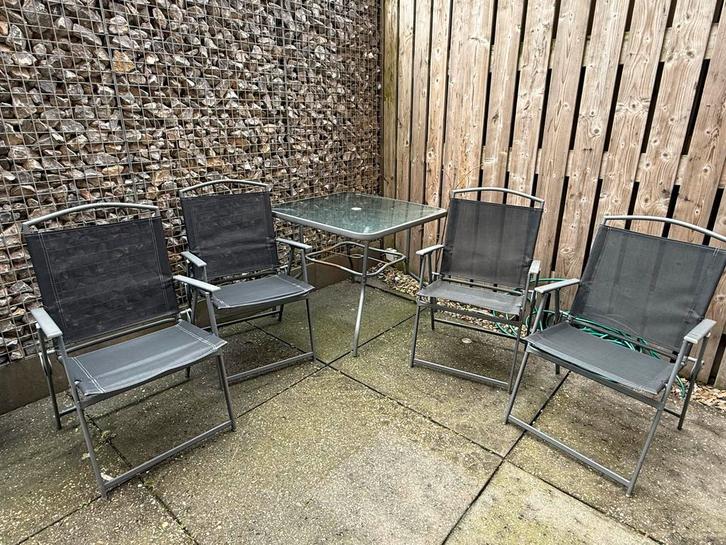 Tuinmeubelset - Opknapper, Tuin en Terras, Tuinsets en Loungesets, Gebruikt, Tuinset, Overige materialen, 4 zitplaatsen, Eettafel