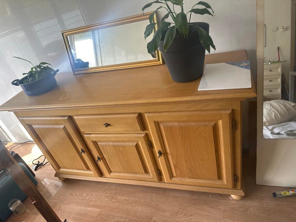 Gratis Ophalen: Eiken Dressoir Kast - Ruime Opbergruimte, Ophalen, Gebruikt, 150 tot 200 cm, Eikenhout