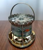 Hand beschilderd tafelbrandertje van metaal en glas., Antiek en Kunst, Ophalen of Verzenden