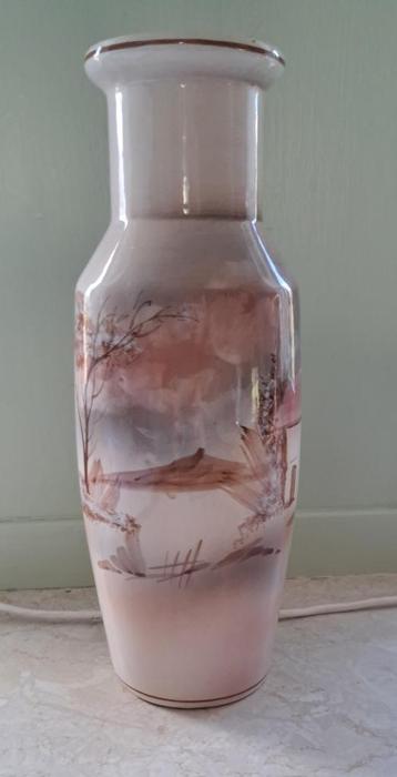 Vintage portugese porselein vaas landschap Portugal rose beschikbaar voor biedingen