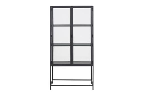 by fonQ Jaxon Vitrinekast 150 x 77 cm - Zwart | €299, nu, Huis en Inrichting, Kasten | Vitrinekasten, Nieuw, 150 tot 200 cm, 50 tot 100 cm