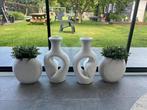 Witte vazen, potten, ornamenten, Huis en Inrichting, Woonaccessoires | Vazen, Ophalen, Wit, Aardewerk of Porselein, Zo goed als nieuw
