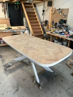 Deensovale eiken visgraat tafel!, Huis en Inrichting, Ophalen, Eikenhout, 50 tot 100 cm, Rechthoekig