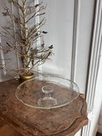 Taartplateau bewerkt glas stip schulprand,vintage,zgan, Antiek en Kunst, Ophalen of Verzenden