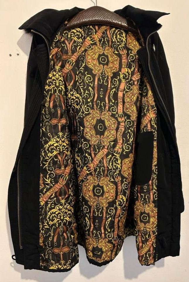 Zwarte jas Barok print voering, Kleding | Dames, Jassen | Winter, Zo goed als nieuw, Maat 46/48 (XL) of groter, Zwart, Ophalen