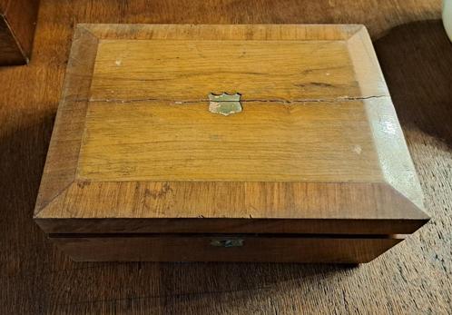 Antieke schrijfkist met daarin een mini bureau en inkt potje, Antiek en Kunst, Curiosa en Brocante, Ophalen