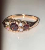 Prachtige 9 krt gouden ring opaal & granaat uniek item mt17, Sieraden, Tassen en Uiterlijk, Antieke sieraden, Ophalen of Verzenden