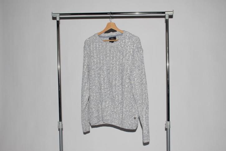 Vintage Grey Ribbed Knit Sweater, Kleding | Heren, Truien en Vesten, Zo goed als nieuw, Maat 52/54 (L), Grijs, Ophalen of Verzenden
