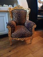 Luxe Meidentroon / Kinderfauteuil met Luipaardprint, Huis en Inrichting, Stoelen, Gebruikt, Barok, Bruin, Ophalen of Verzenden