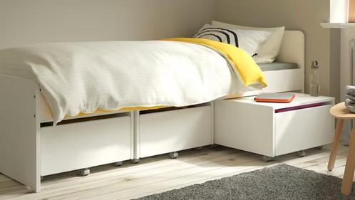 Bed 90x200 Slakt Ikea met drie kastjes / tafels / lades, Huis en Inrichting, Slaapkamer | Bedden, Gebruikt, Eenpersoons, 200 cm