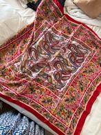 Vintage Zijden Sjaal Paisley Motief Rood/Roze/Goud/Grijs, Vintage, Ophalen of Verzenden, Gedragen, Sjaal