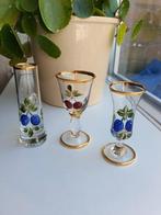 3 Stuks Vintage Bohemian Likeur Glazen met Goud Randje, Ophalen of Verzenden, Overige typen