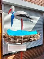 3D ooievaar + nest + met naambordje naar keuze., Ophalen, Nieuw, Geboortebord