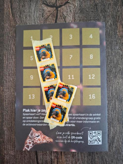 3 Artiszegels en lege spaarkaart, Hobby en Vrije tijd, Spaarzegeltjes, Zegels, Bonnen of Punten, Overige soorten, Ophalen of Verzenden