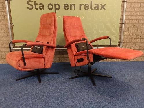 Set elektrische relax fauteuil Prominent extra luxe op accu, Huis en Inrichting, Fauteuils, Zo goed als nieuw, Stof, 75 tot 100 cm