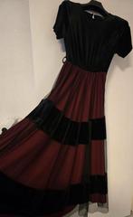 Elegante rode zwart jurk 2x gedragen voor bruiloft maat 42., Galajurk, Zwart, Zo goed als nieuw, Ophalen