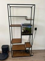 Wandkast hout met zwart metaal, Ophalen, Zo goed als nieuw, Minder dan 150 cm, Metaal