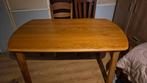Eiken eettafel met 5 eiken stoelen, Ophalen, Gebruikt, Eikenhout, 50 tot 100 cm