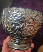 Zilveren bloemen potje, Ophalen, Kunststof, Rond, Tuin