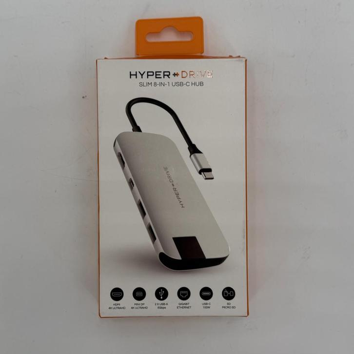 Hyper Slim 8-in-1 USB-C Hub - Zilver, Computers en Software, USB Sticks, Zo goed als nieuw
