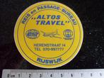 sticker reisbureau passagebureau altos travel rijswijk logo, Verzenden, Zo goed als nieuw, Bedrijf of Vereniging