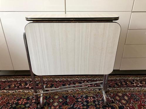 Vintage bijzet klaptafel (jaren '70), Huis en Inrichting, Tafels | Bijzettafels, Gebruikt, Rechthoekig, 60 cm of meer, 75 cm of meer