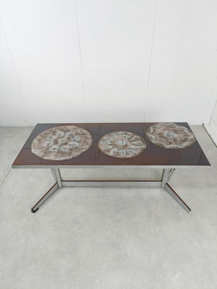 Vintage salontafel tegeltafel #Rotundumvintage, Huis en Inrichting, Tafels | Salontafels, Zo goed als nieuw, Ophalen of Verzenden