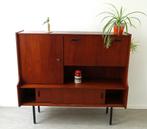 Vintage buffetkast highboard teak hout dressoirkast 60s, Gebruikt, Ophalen, Vintage buffetkast highboard Mid-Century cabinet