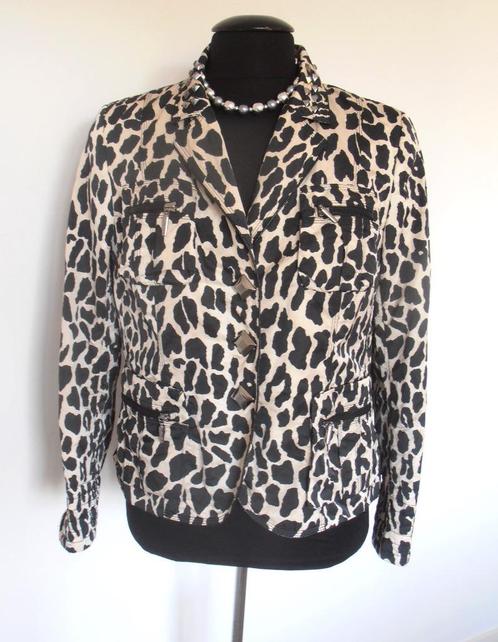 Airfield - prachtig beige zwarte print gevoerd jasje - 44, Kleding | Dames, Jasjes, Kostuums en Pakken, Zo goed als nieuw, Jasje