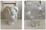 2x Brocante glazen hoofd - hoedenhoofd - pruikenhoofd, Ophalen of Verzenden