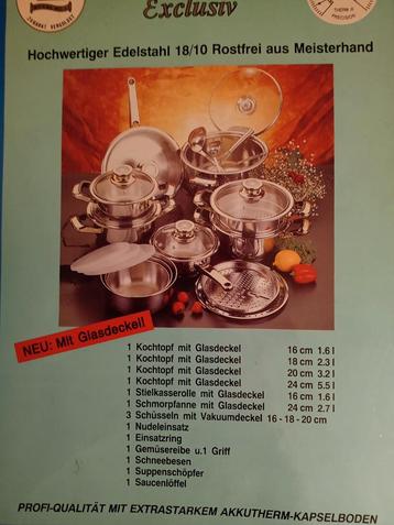 Nieuwe 25-delige pannenset met vergulde handgrepen  beschikbaar voor biedingen