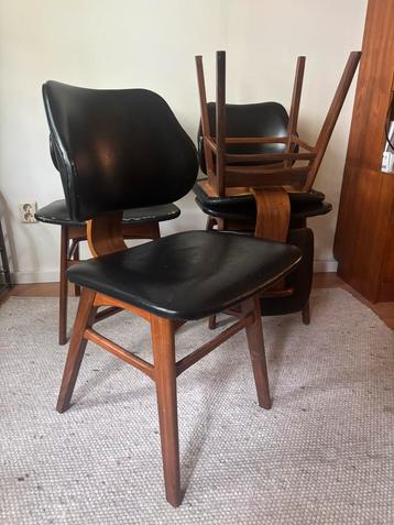 Set 4 Vintage Mid Century teakhouten design eettafel stoelen beschikbaar voor biedingen