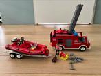 Playmobil brandweer wagen en reddingsboot, Gebruikt, Los playmobil, Ophalen