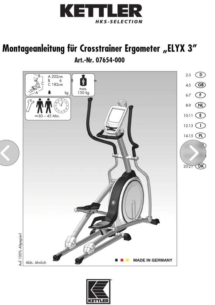 Kettler Elyx 3 Crosstrainer - Goede Staat, Sport en Fitness, Fitnessapparatuur, Zo goed als nieuw, Crosstrainer, Armen, Benen