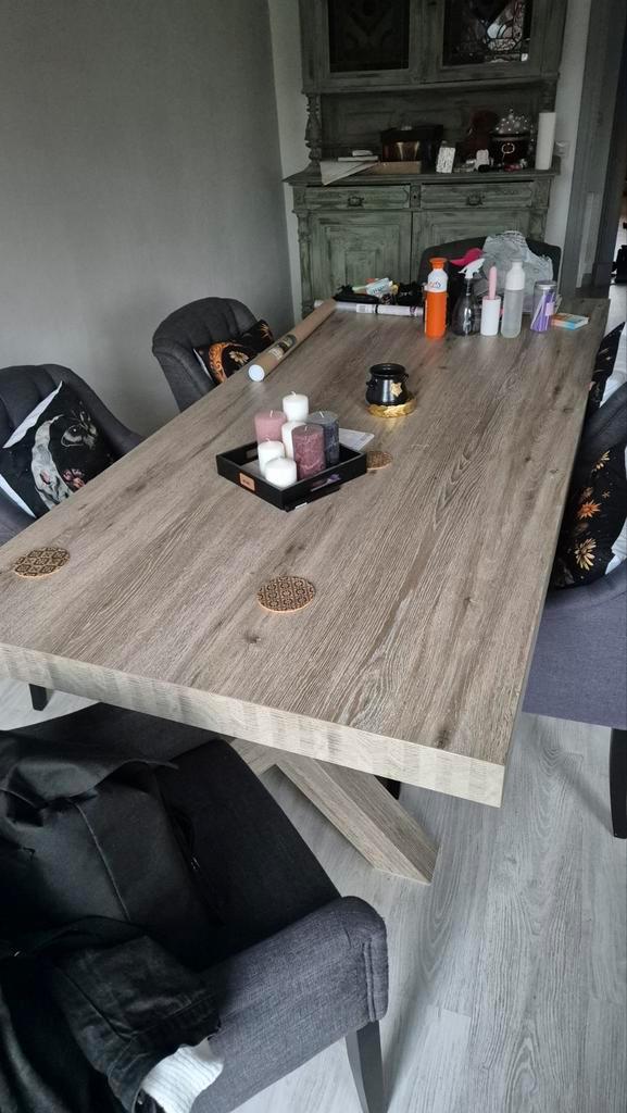 Grote Eettafel + 6 Stoelen (ivm Verhuizing), Huis en Inrichting, Tafels | Eettafels, Gebruikt, 50 tot 100 cm, 200 cm of meer, Rechthoekig