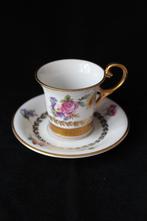 Vintage Jacob Hertel 2 porseleinen koffie kopjes en schotels, Ophalen of Verzenden