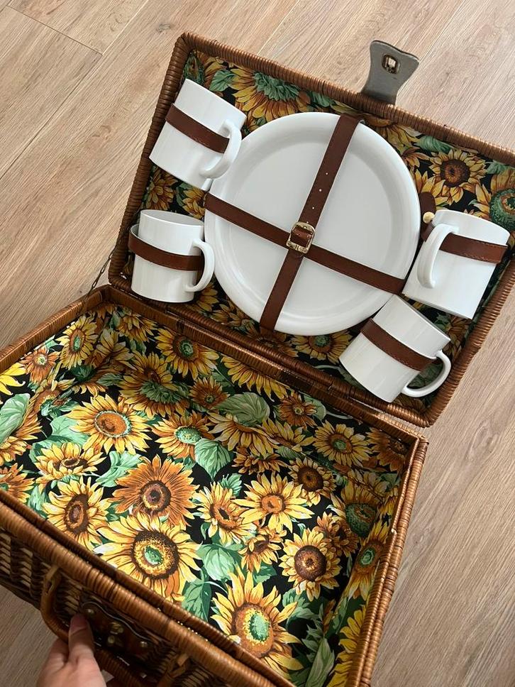Picknickmand incl. borden, bekers en bestek, Hobby en Vrije tijd, Picknickmanden, Zo goed als nieuw, Ophalen