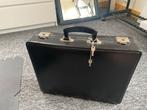 Vintage Aktetas Zwart met slot en sleutels, Antiek en Kunst, Verzenden