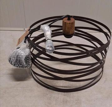 Industriële Hanglamp met houten fitting E27. Design metaal  beschikbaar voor biedingen
